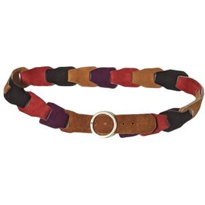 VINTAGE Suede Multicolor Boho Belt L